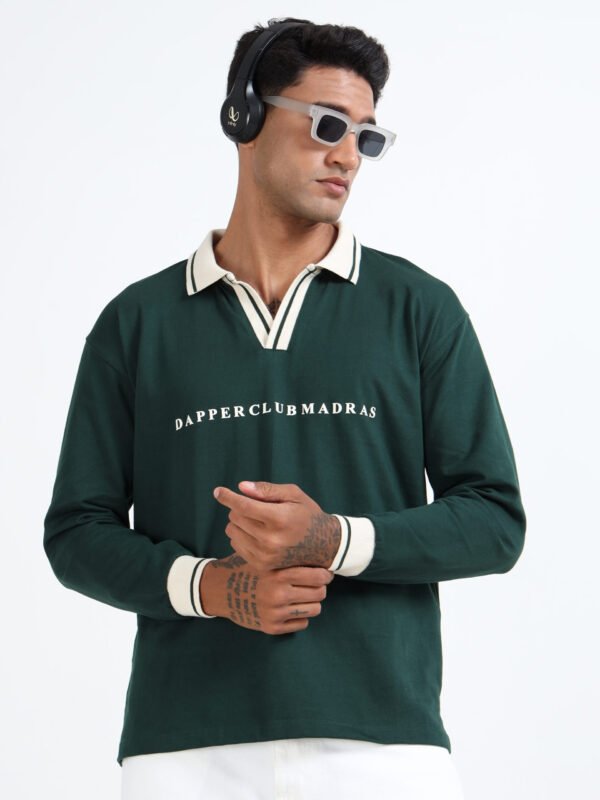 Green polo full sleeve T-Shirt