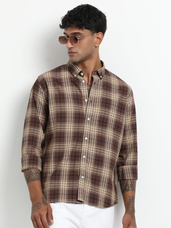 Chocolate brown sandal checks