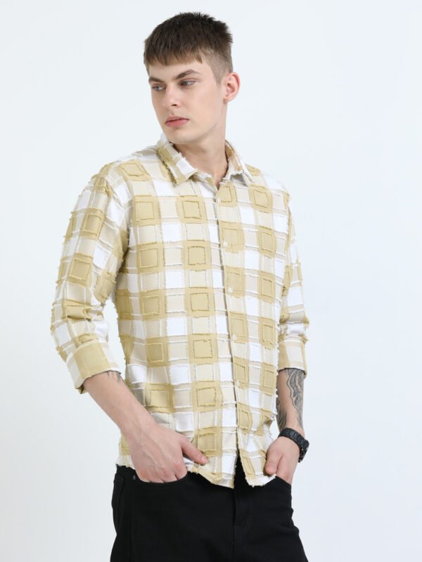 Yellow Designed Checks Full-Sleeve Shirt