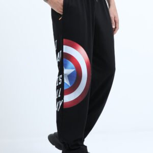 Black Captain America, relaxed fit, track pant