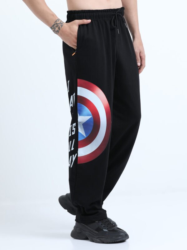 Black Captain America, relaxed fit, track pant