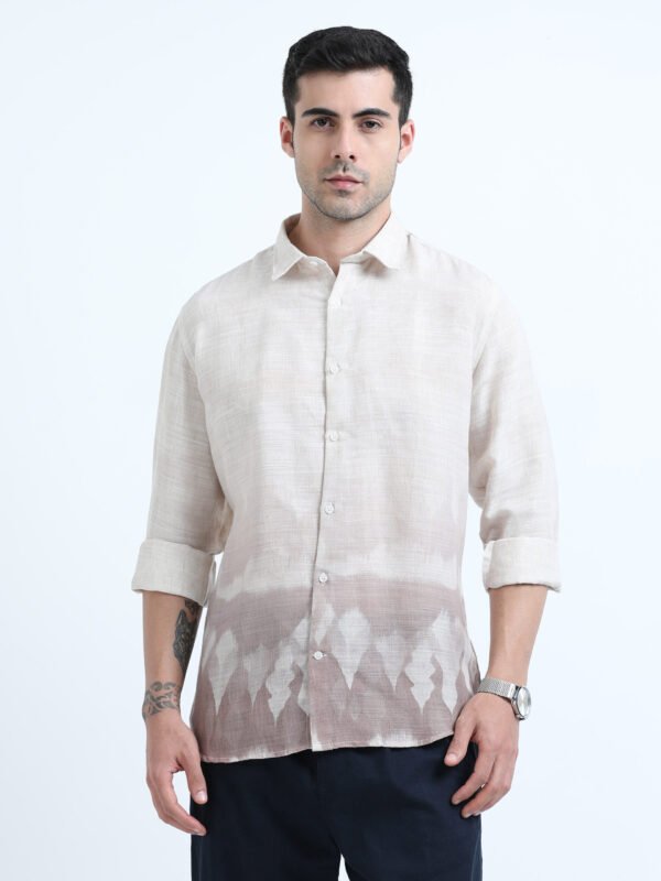 Beige & Brown Premium Linen Shirt