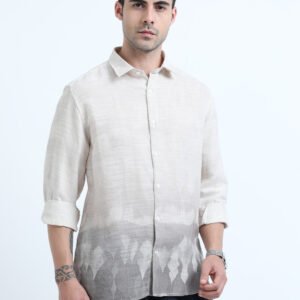 Beige & Green Premium Linen Shirt