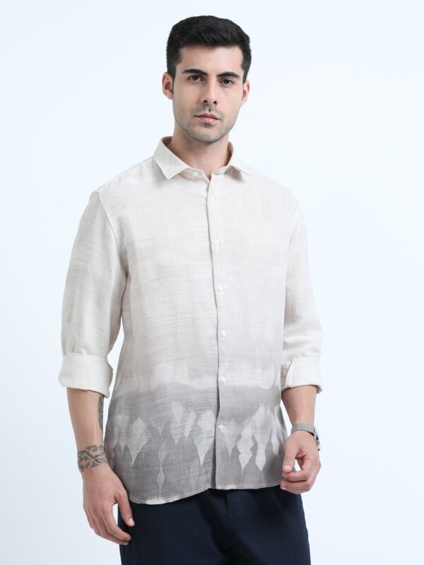 Beige & Green Premium Linen Shirt